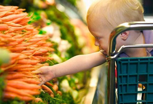 Many children warm up to veggies when they've helped pick them out, whether at the store or at meals.
