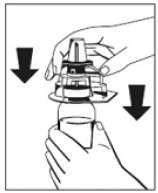 Take the Octajet in its outer package and invert it
over the FIBRYGA bottle - Illustration