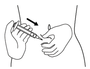 Push the plunger, at the top of the syringe,
over at least 30 seconds until no FIRAZYR is in the syringe - Illustration