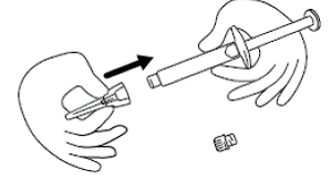 Remove the protective cap from the end of the
pre-filled syringe by unscrewing the cap - Illustration