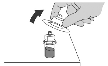 Unscrew the gray syringe plug (t) attached to the Luer lock adaptor on the syringe. - Illustration