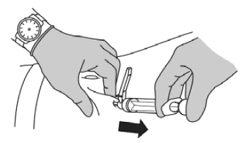 Visually confirm that the needle is fully engaged under the lock (y). - Illustration