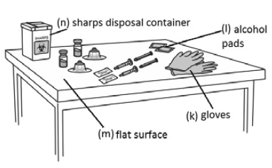 Wipe the vial rubber stopper with an alcohol pad. - Illustration