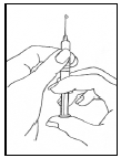 Hold the syringe pointing upwards and gently tap the side to force any air bubbles to the top - Illustration