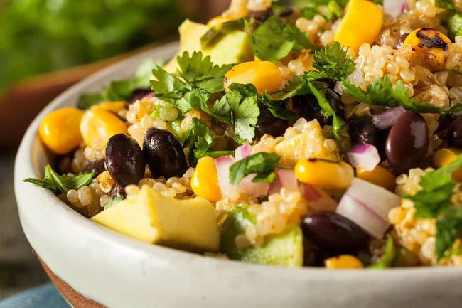 Quinoa is a seed that is a good substitute for rice and it's high in protein and fiber.