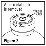  Admixture by spiked vial should also be through the
target area of the rubber stopper - Illustration