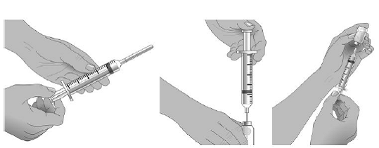 Prepare the syringe and draw GAMUNEX-C solution into syringe - Illustration