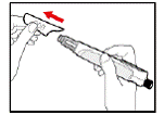 Wipe the rubber stopper on the GENOTROPIN MINIQUICK with a pad or swab moistened with rubbing alcohol - Illustration