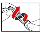 Peel the seal from the back of the injection needle. Leave both needle covers (inner and outer) on the needle - Illustration