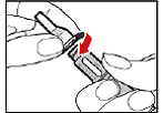 Make sure the needle is positioned squarely, not at an angle, onto the end of the rubber stopper before screwing it onto the GENOTROPIN MINIQUICK - Illustration