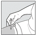 Use a clean, dry cotton ball to gently press on the injection site for a few seconds. Do not rub the injection site or re-use the needle or syringe - Illustration