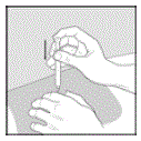 To inject the medicine, hold the syringe steady and slowly push down the plunger - Illustration