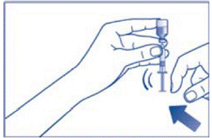 Keep the needle inside the vial. Check the
syringe for air bubbles - Illustration