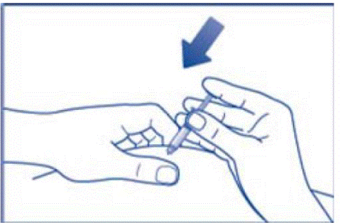 With one hand gently pinch the skin at
the injection site - Illustration