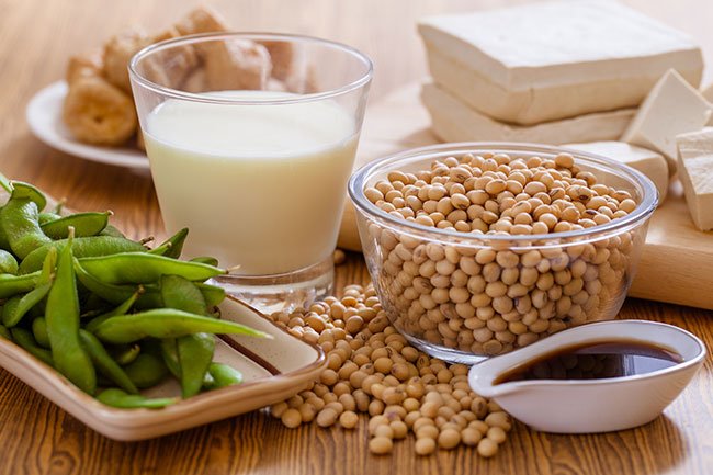 Soy foods like tofu, soy milk, and edamame have moderate amounts of purines.