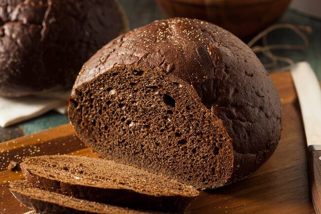 Rye flour is dark, dense, and high in ptotein.