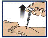 Lift the syringe straight up from the injection site - Illustration