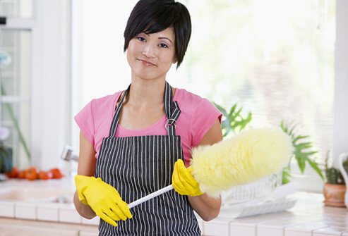 Dust your home to decrease your exposure to pollens and other airborne allergens.