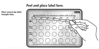 Place this day label strip on the tablet blister card - Illustration