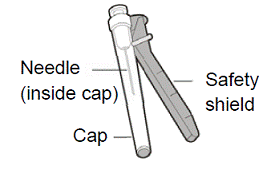 Injection Needle with safety shield - Illustration