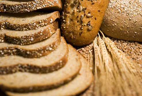 Whole grain bread loaves.