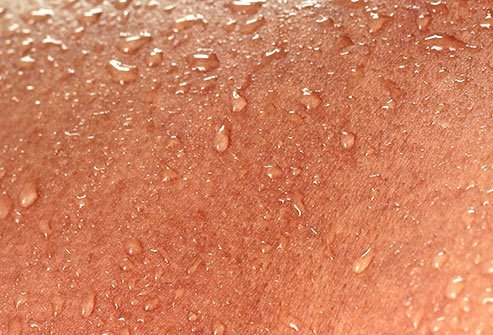The hormones your body releases to raise your blood sugar when it gets too low also make you sweat a lot.
