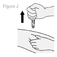 Pull Pen straight away from injection site - Illustration
