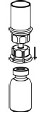 Push the plastic spike of the transparent adapter firmly through the center of the stopper of the Humate-P vial - Illustration