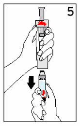 Push the white tip of the mixed
Cartridge into the Pen body - Illustration