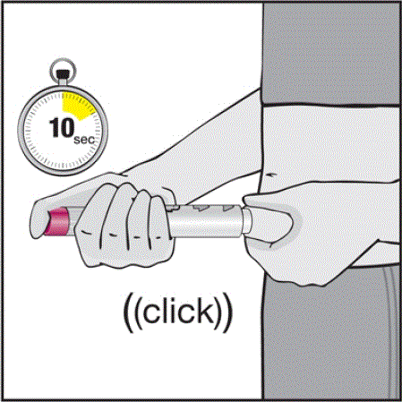 You will know that the injection has finished when the yellow indicator fully appears in the window view and stops moving - Illustration