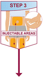 Wipe the injection site in a circular motion with the alcohol swab - Illustration