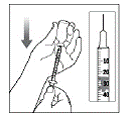 Turn the vial and syringe upside down - Illustration