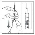 Hold the syringe with the needle pointing up - Illustration