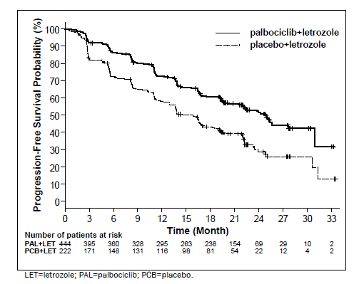 Kaplan-Meier Plot of Progression-Free Survival â€“ Study 1 - Illustration