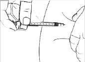 Slowly push the plunger down to inject the medicine - Illustration