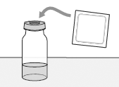 Clean the top of the vial rubber stopper with 1 alcohol wipe - Illustration