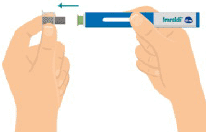 Carefully pull off the needle cap with a metal center from the pen - Illustration