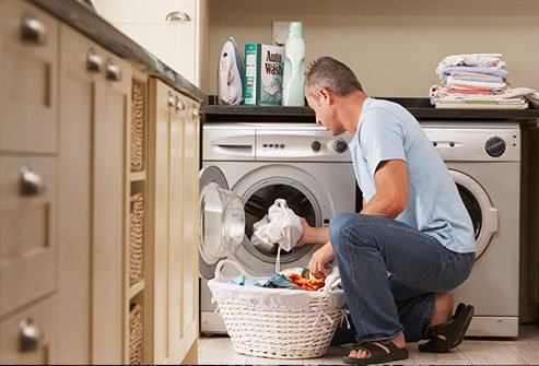 Be careful not to infect yourself as you clean clothes.