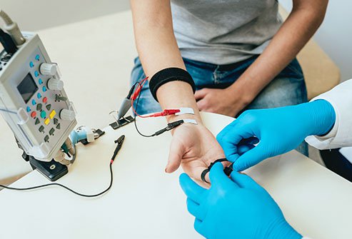 Intraoperative neurophysical monitoring measures nerve activity through electrodes. This helps the surgeon know they aren't injuring nerves by accident.