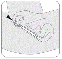 Press the applicator plunger
with your index - Illustration