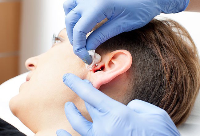 Ear lobes are the safest part for ear piercings.