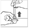 Carefully lift up the combined syringe-and-vial-adapter and remove it from the plastic package and discard packaging - Illustration