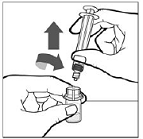 Remove the Pre-filled Syringe (now empty) from the vial adapter by turning it counterclockwise until it is completely detached - Illustration