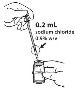 Using aseptic technique, withdraw all of the solution
using a sterile #19 gauge needle - Illustration