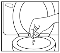 Flush the empty capsule down the toilet right away - Illustration