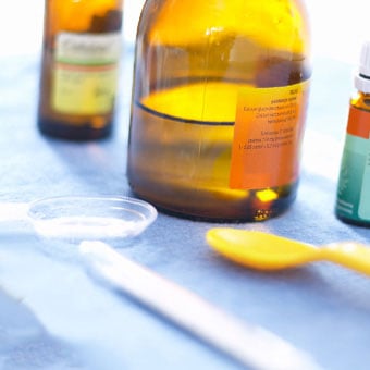 Bottles of antibiotic medicine.
