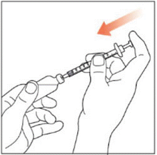 Push the Plunger all the way in. This puts
air into the vial - Illustration