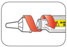 Push the capped Needle straight onto the Pen and twist
the Needle on until it is tight - Illustration