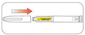 Replace the Pen Cap by lining up the Cap Clip with the Dose Indicator and pushing straight on Formula  - Illustration