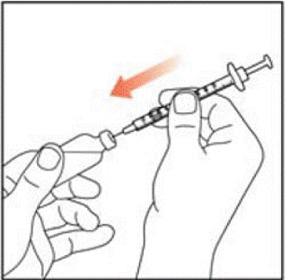 Push the Needle through the Rubber Stopper
of the vial - Illustration